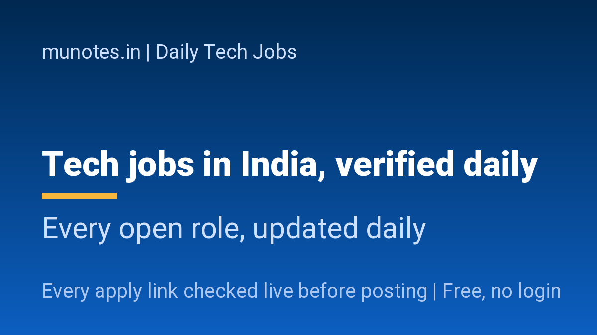 Tech Jobs in India, Verified Daily | Daily Tech Jobs India